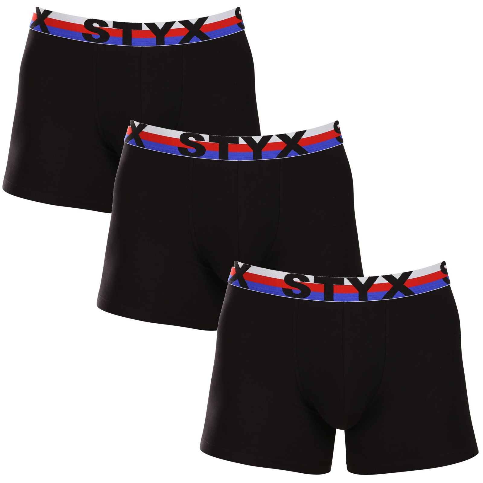 E-shop 3PACK pánské boxerky Styx long sportovní guma černé trikolóra