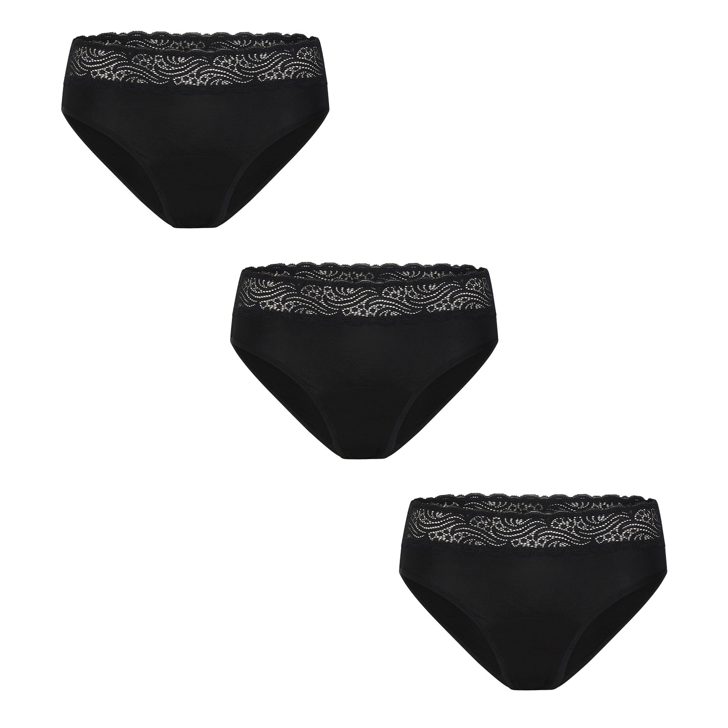 E-shop 3PACK Menstruační kalhotky Modibodi Sensual Hi-Waist Bikini Moderate-Heavy