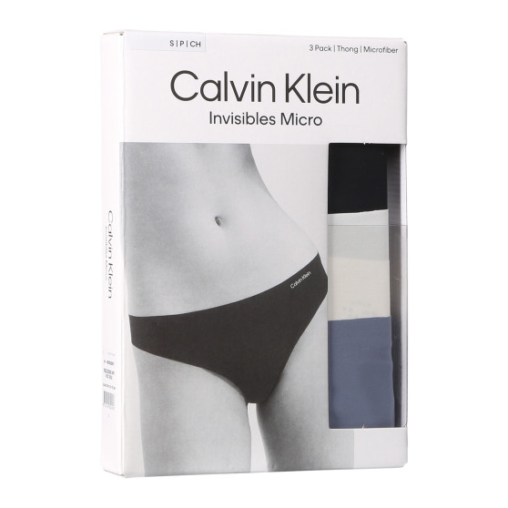 3PACK dámská tanga Calvin Klein bezešvá vícebarevná (QD3558E-NP0)