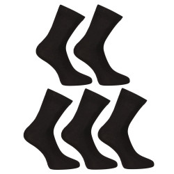 5PACK ponožky Nedeto kotníkové bambusové černé (5PBK01)
