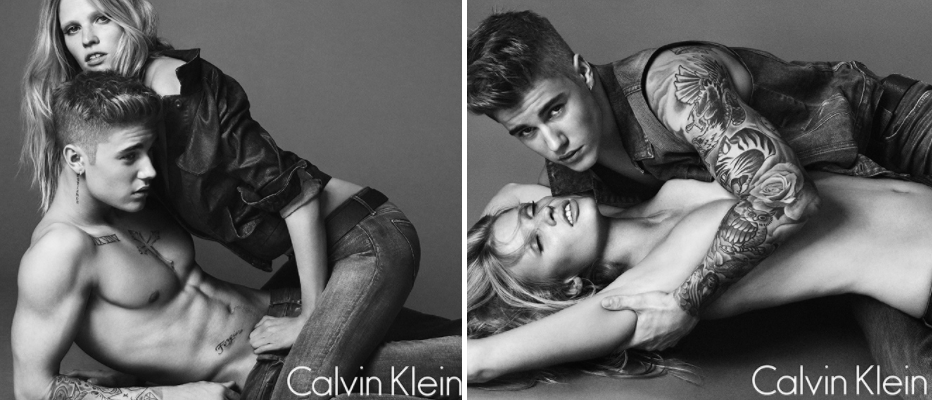 Justin Bieber a Lara Stone pro Calvin Klein.